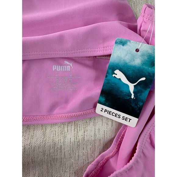 NWT pink two-piece PUMA bathing suit size 6 - Picture 3 of 7